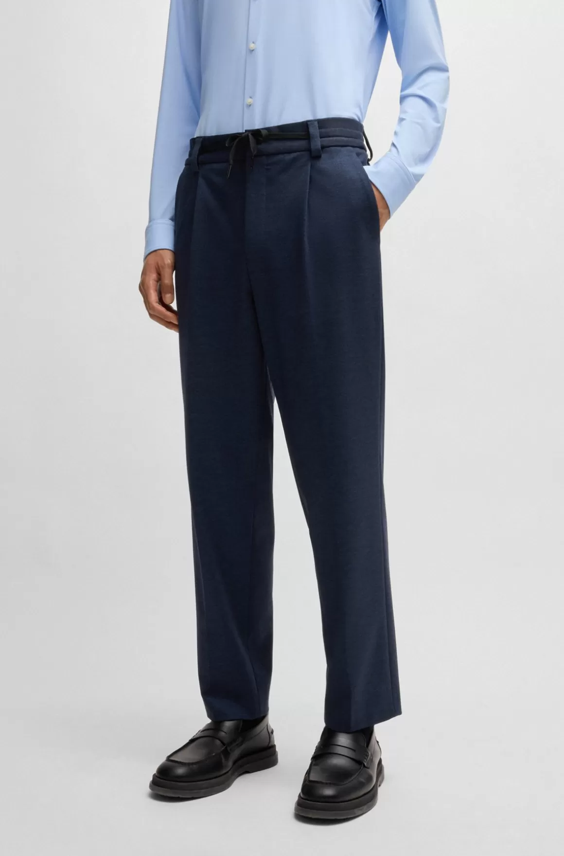 HUGO BOSS Bukser Med Slim Fit I Superfleksibel Og Meleret Twill
