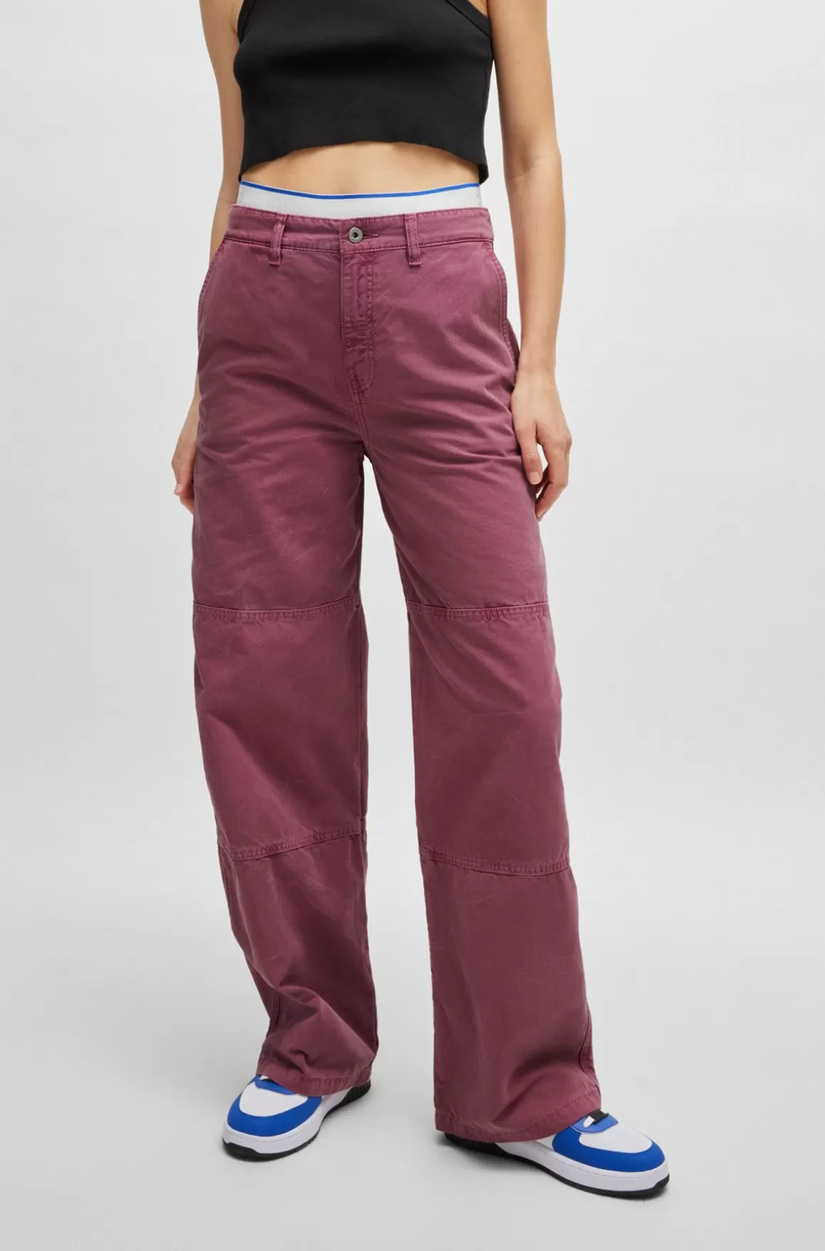 HUGO BOSS Bukser Med Straight Fit I Bomuldskanvas