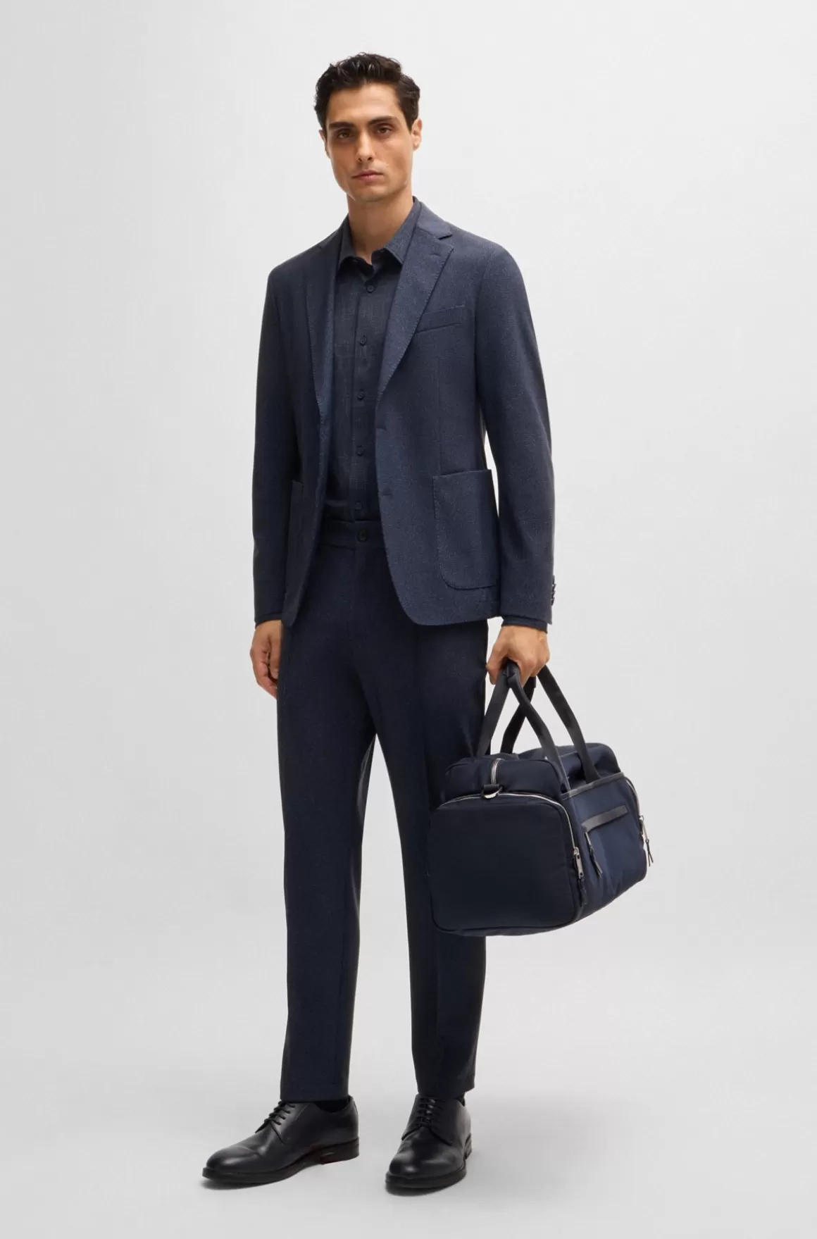 HUGO BOSS Bukser Med Tapered Fit I Jersey Med Stræk Og Mikromønster