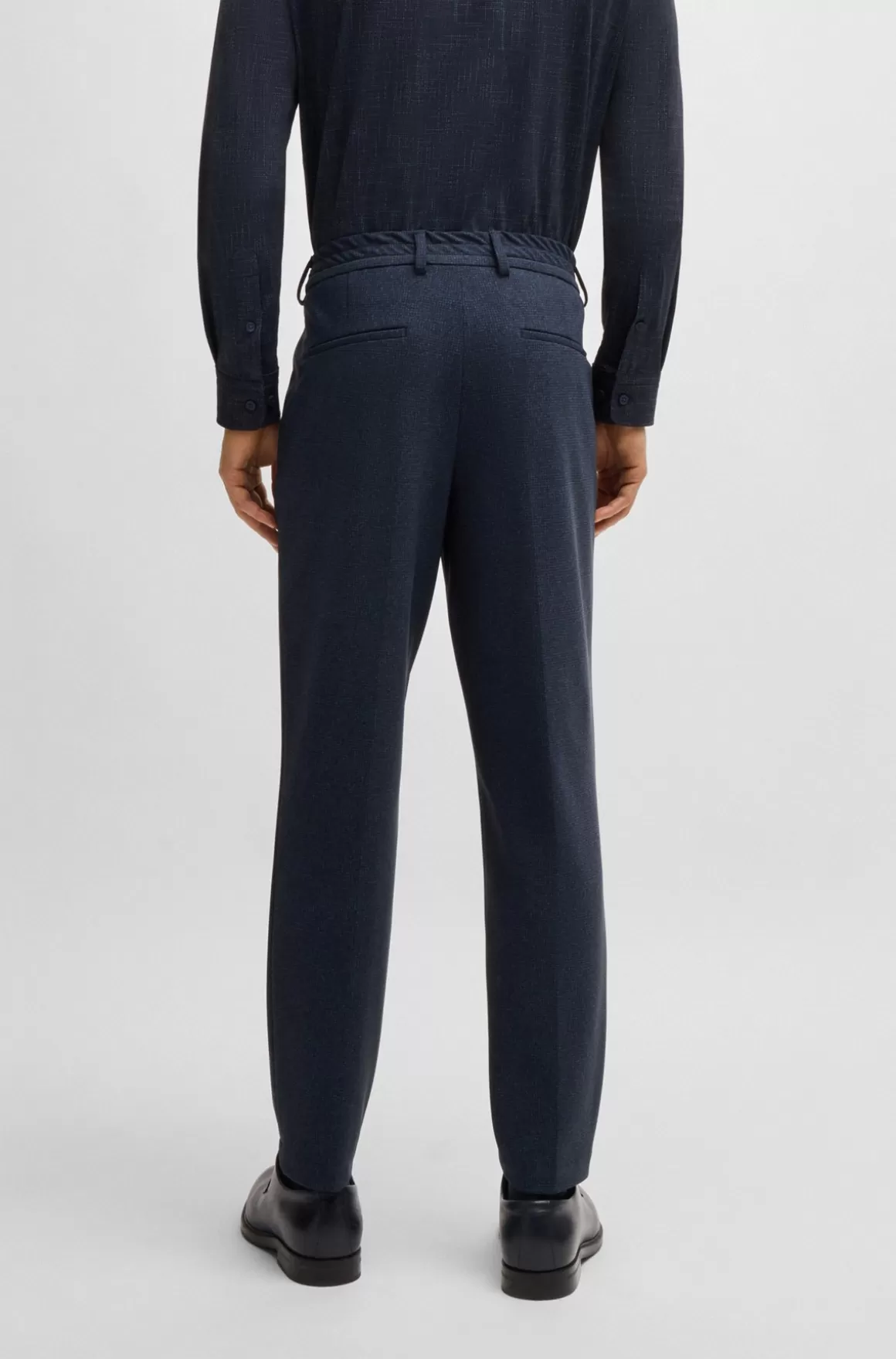 HUGO BOSS Bukser Med Tapered Fit I Jersey Med Stræk Og Mikromønster