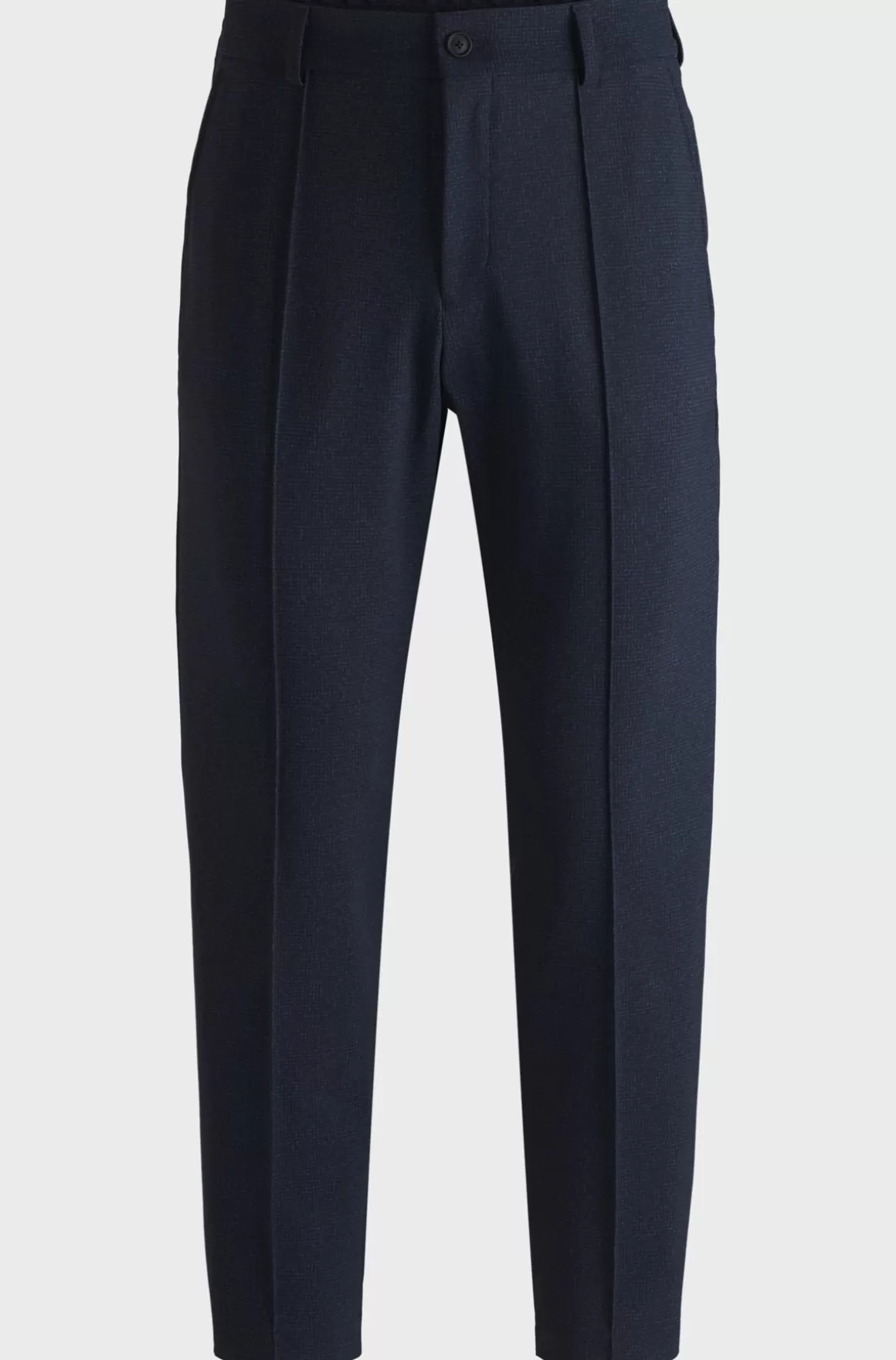 HUGO BOSS Bukser Med Tapered Fit I Jersey Med Stræk Og Mikromønster