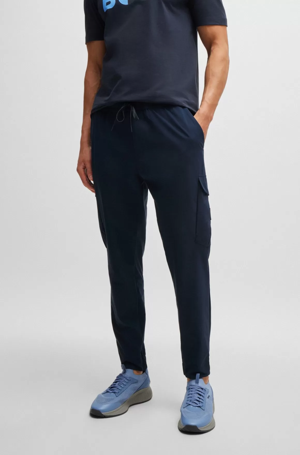 HUGO BOSS Bukser Med Tapered Fit I Strygelet Poplin Med Stræk