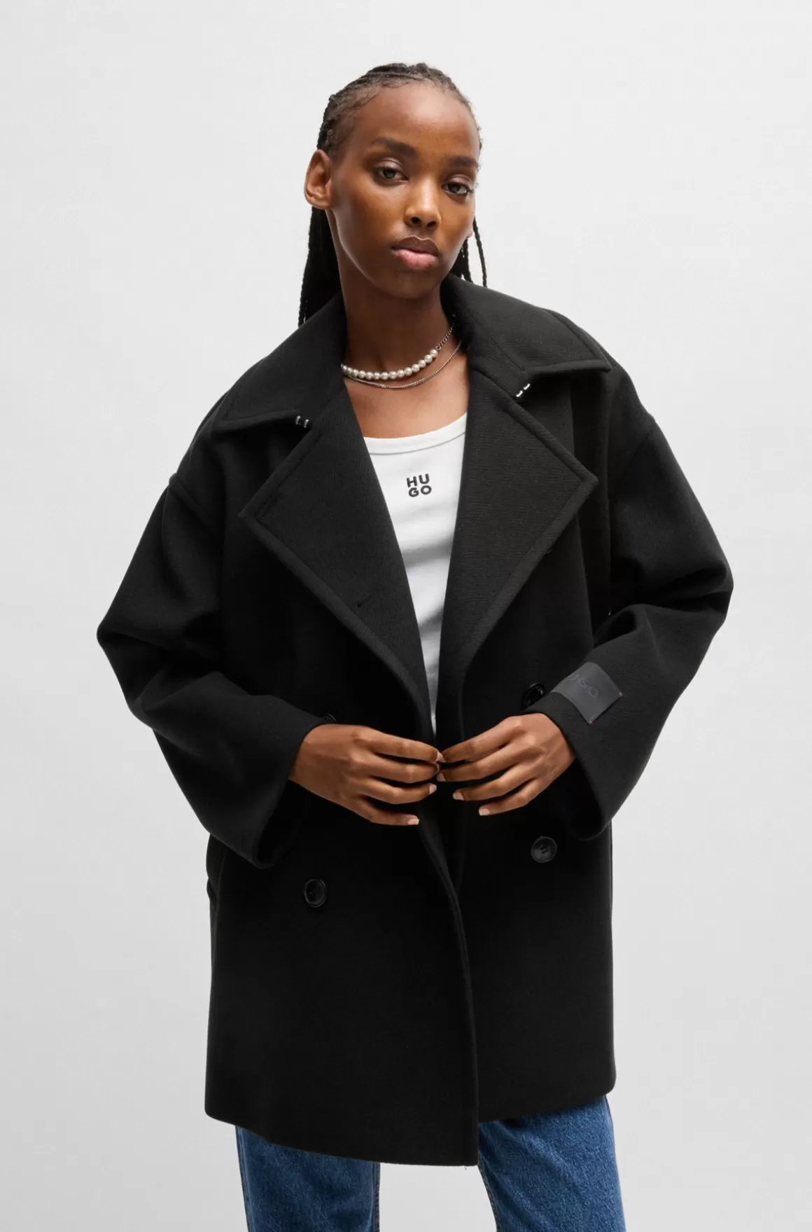 HUGO BOSS Caban-frakke Med Oversize Fit Og Krave