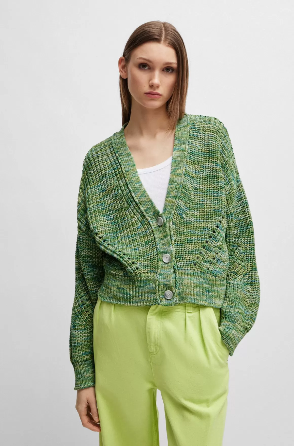HUGO BOSS Cardigan I Moulinébomuld Med Knapper
