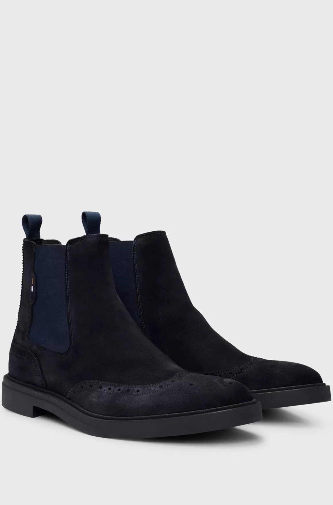 HUGO BOSS Chelseastøvler I Ruskind Med Broguedetaljer