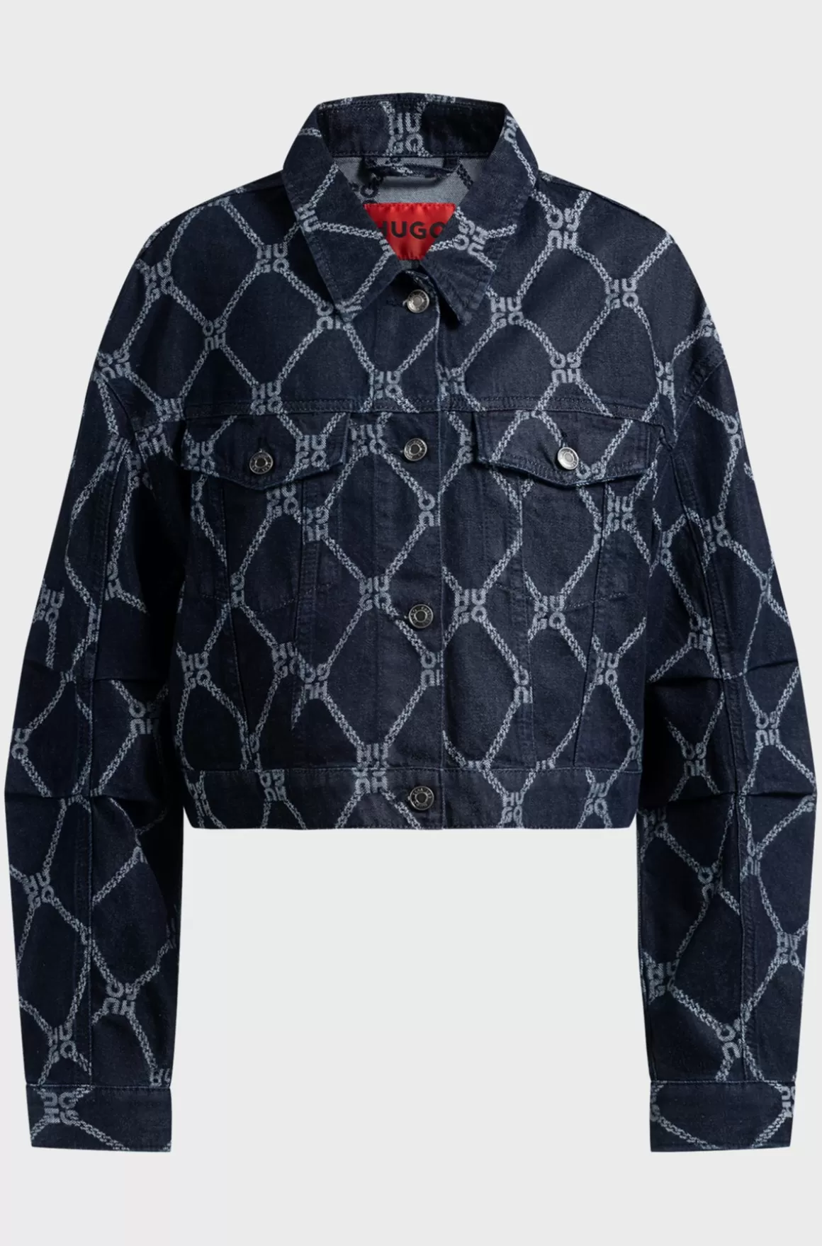 HUGO BOSS Cropped Denimjakke Med Logografik