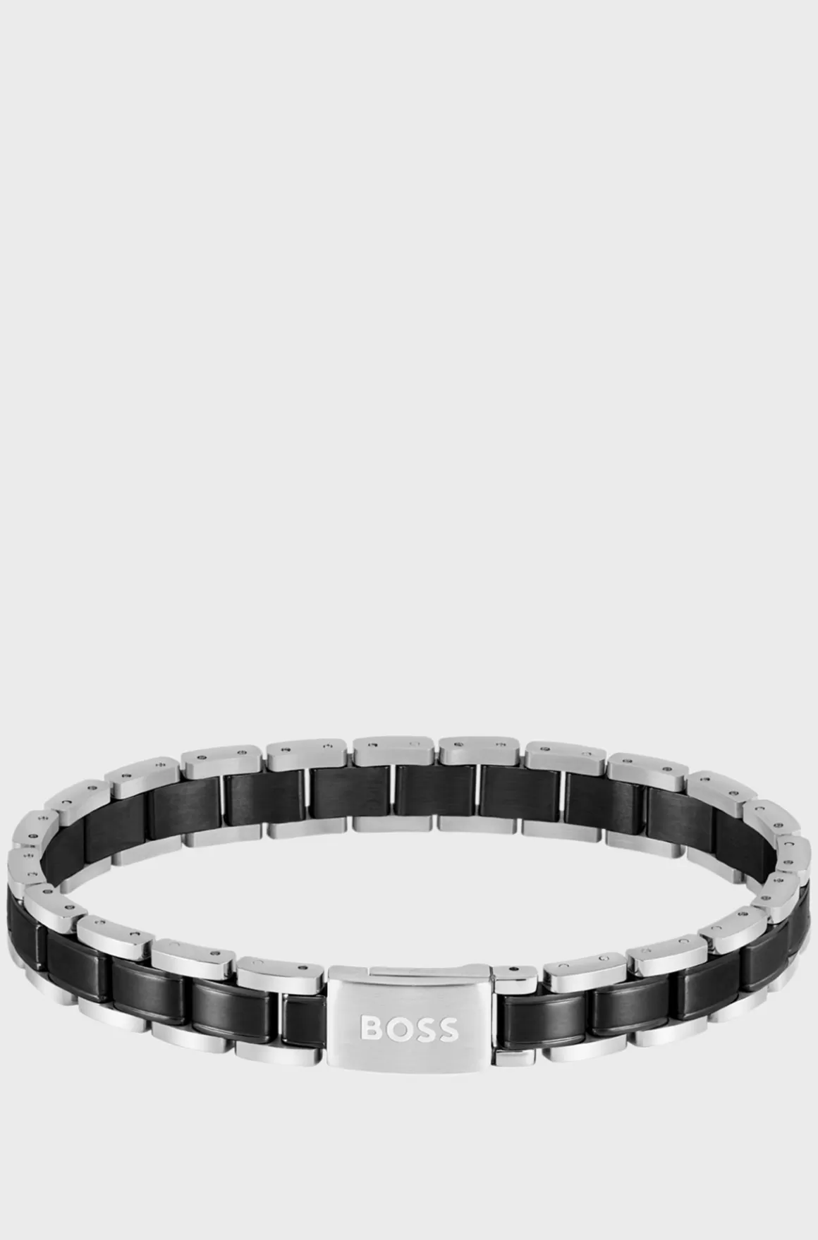 HUGO BOSS Cuff In Black-plated And Silver-tone Steel