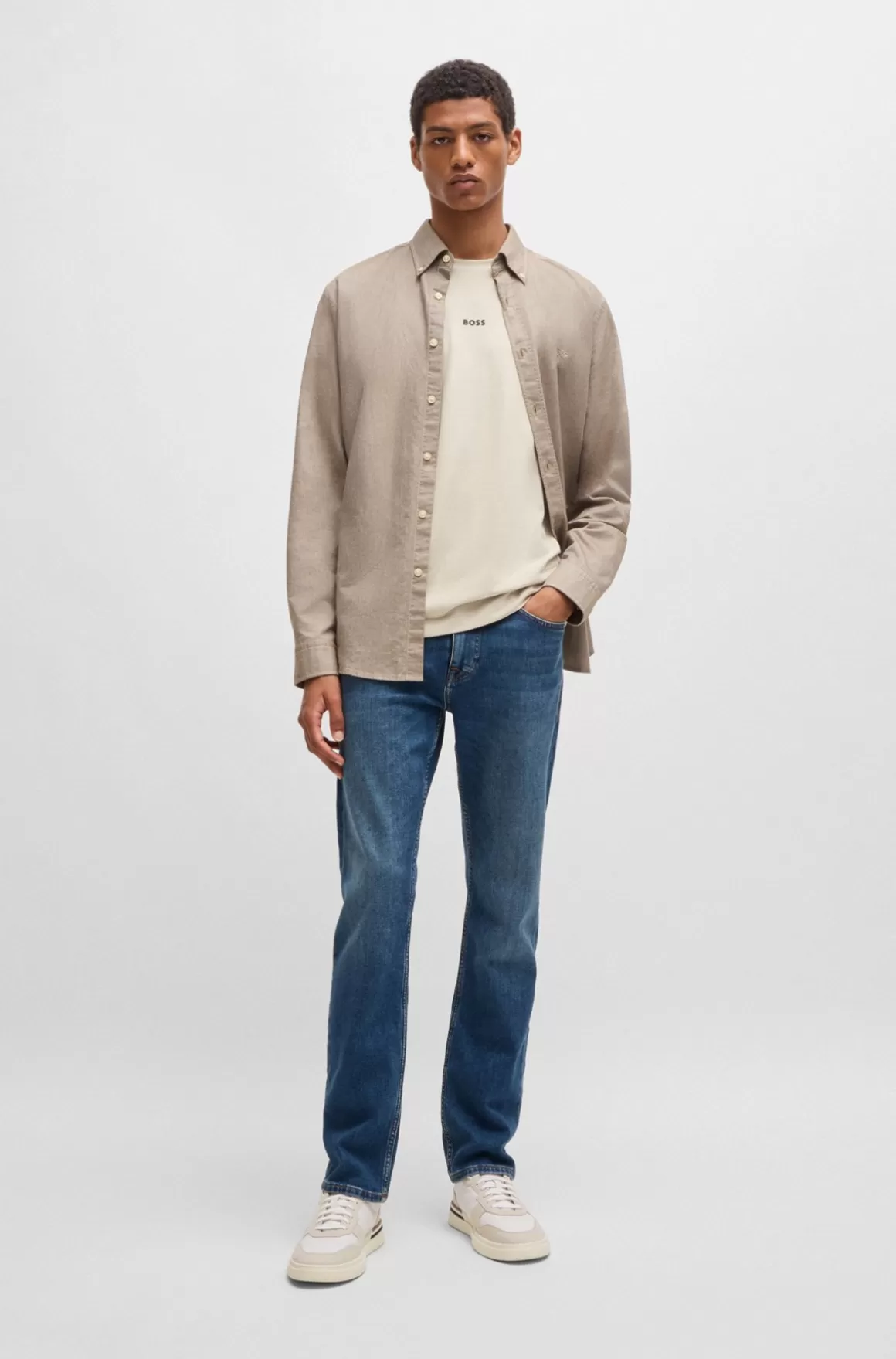 HUGO BOSS Delaware Slim Fit Blå Jeans I Behagelig Denim Med Stræk