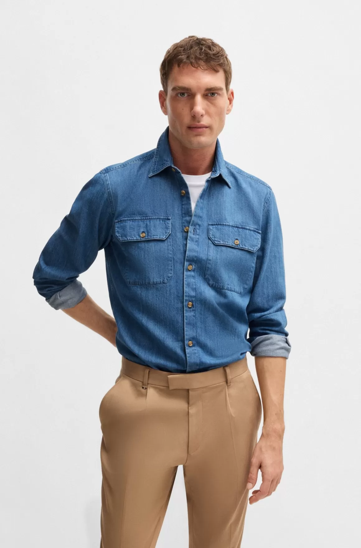 HUGO BOSS Denimskjorte Med Regular Fit Fra BOSS SELECTED BY BECKHAM