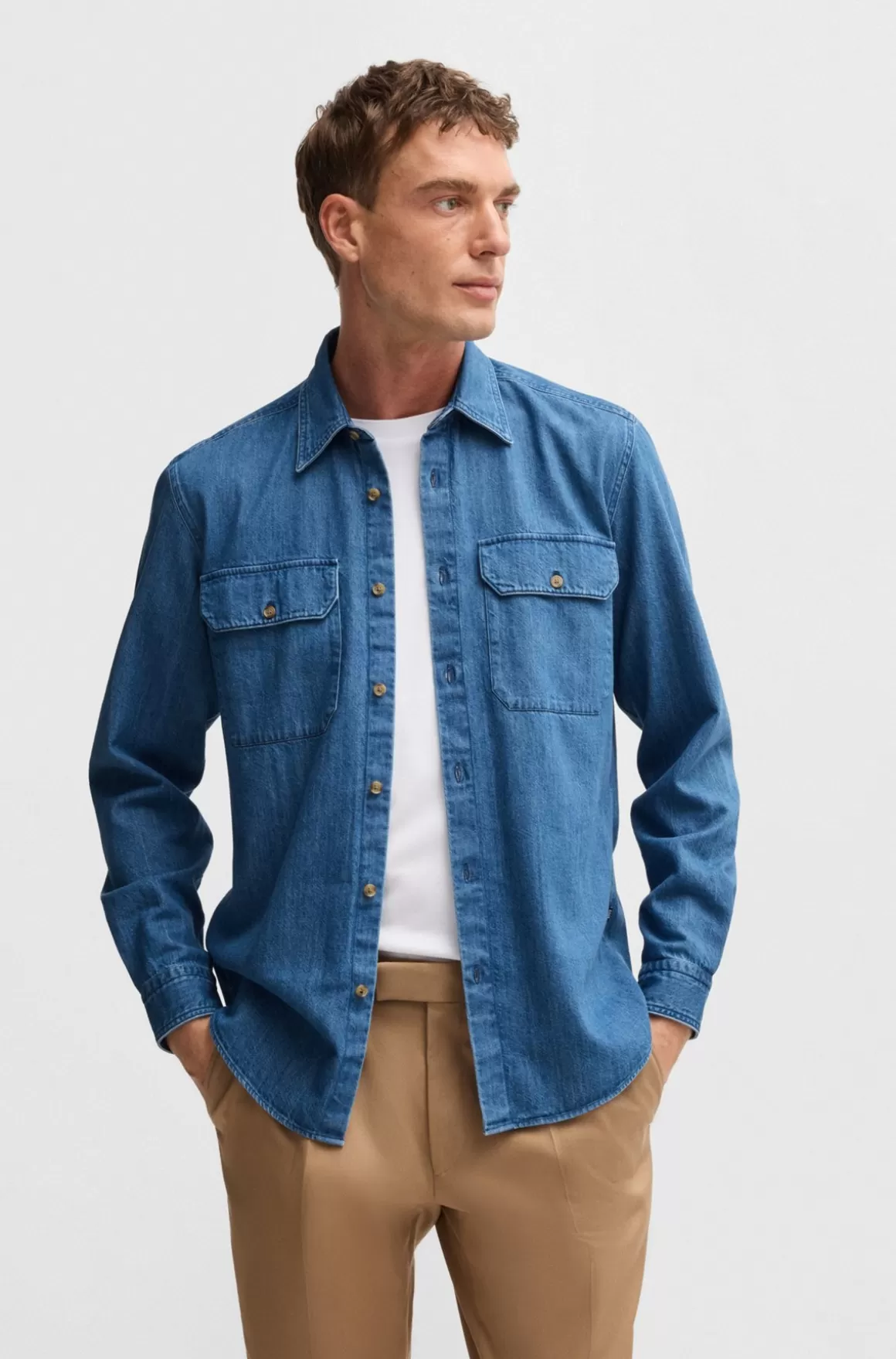 HUGO BOSS Denimskjorte Med Regular Fit Fra BOSS SELECTED BY BECKHAM