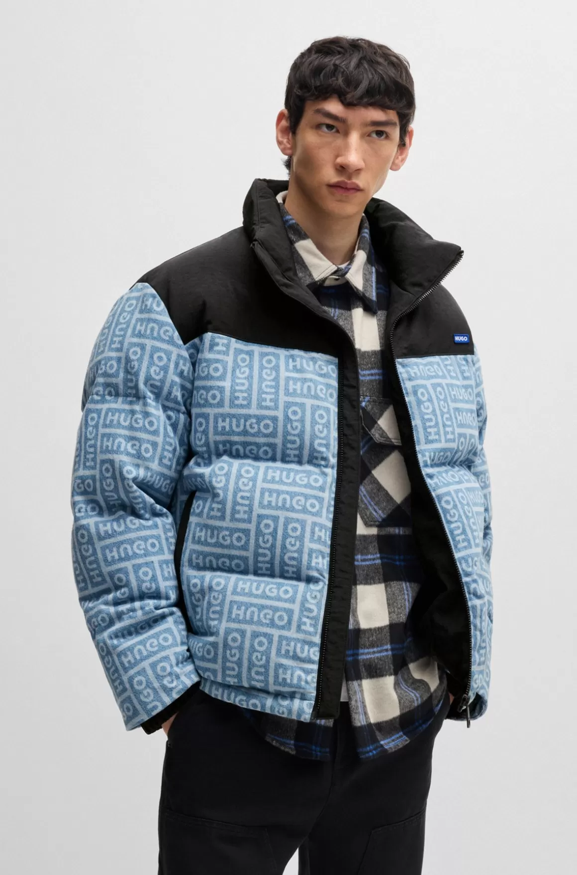 HUGO BOSS Dunjakke Med Regular Fit I Denim Med Logoprint
