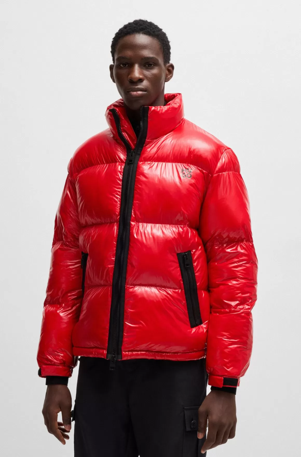 HUGO BOSS Dunjakke Med Slim Fit Af Vandafvisende, Skinnende Stof