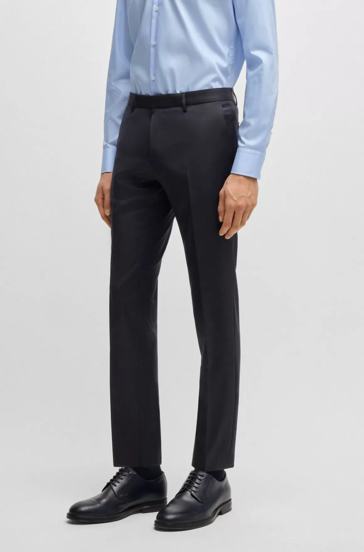 HUGO BOSS Extra Slim Fit Jakkesætsbukser I Serge Af Ny Uld