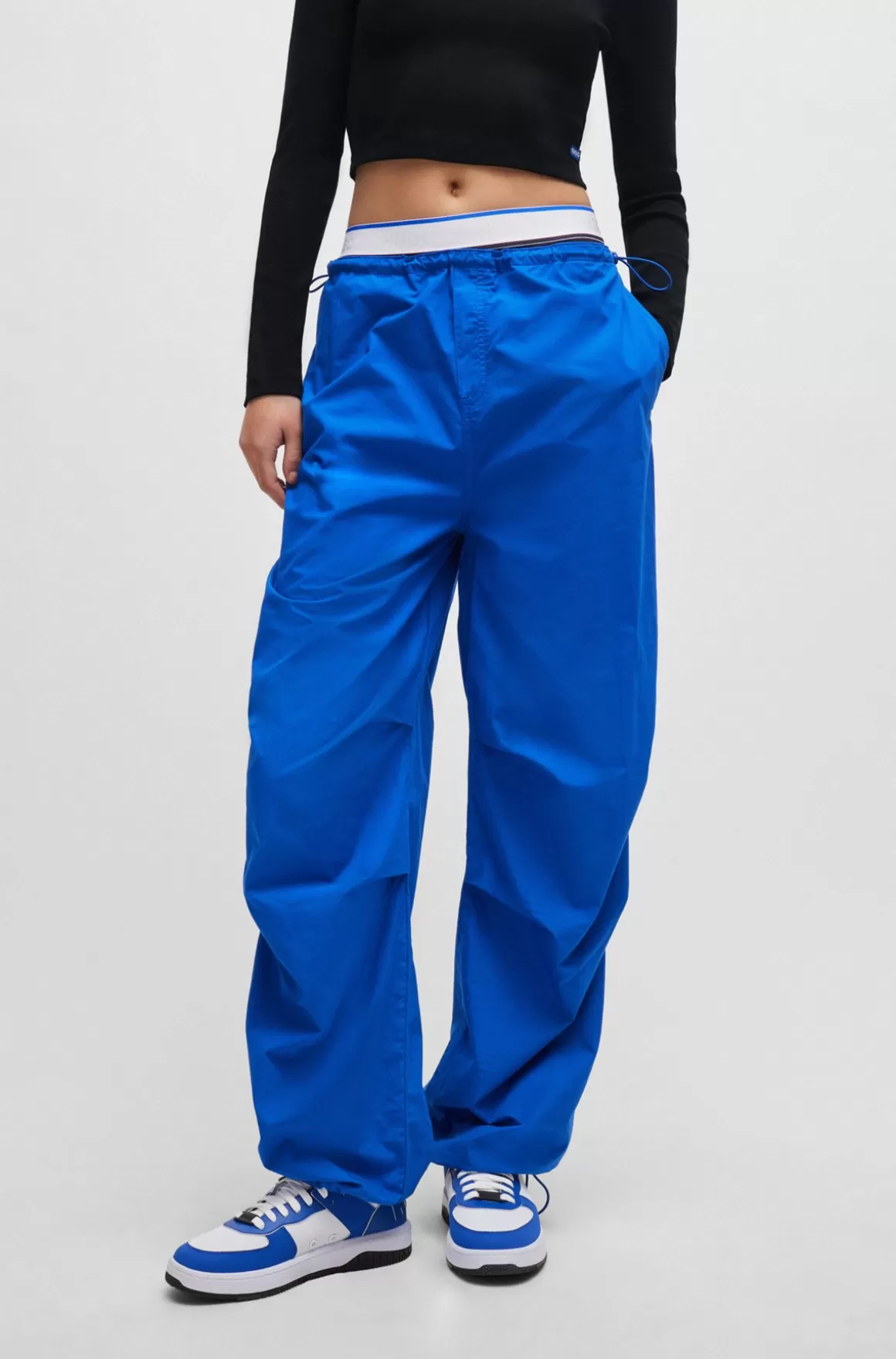 HUGO BOSS Faldskærmsbukser Med Baggy Fit I Bomuld
