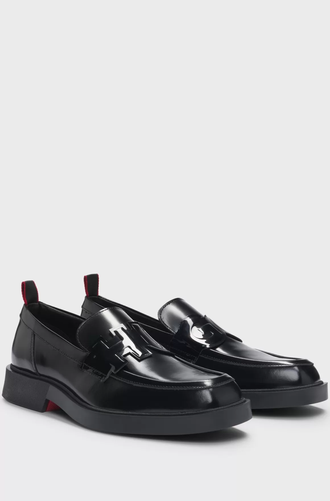 HUGO BOSS Firkantede Loafers Af Børstet Læder