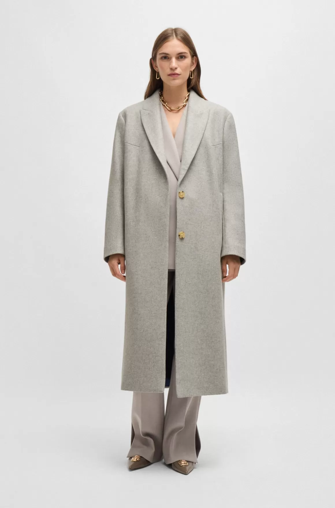 HUGO BOSS Frakke Med Oversize Fit I Uldblanding Med Kashmir