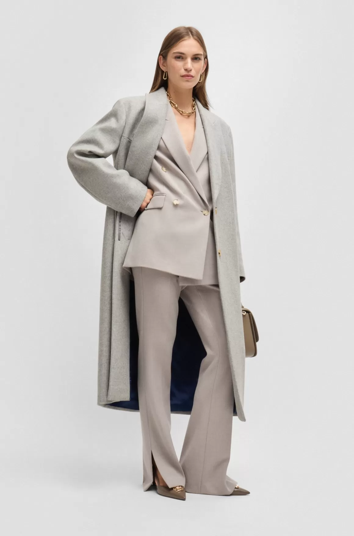HUGO BOSS Frakke Med Oversize Fit I Uldblanding Med Kashmir