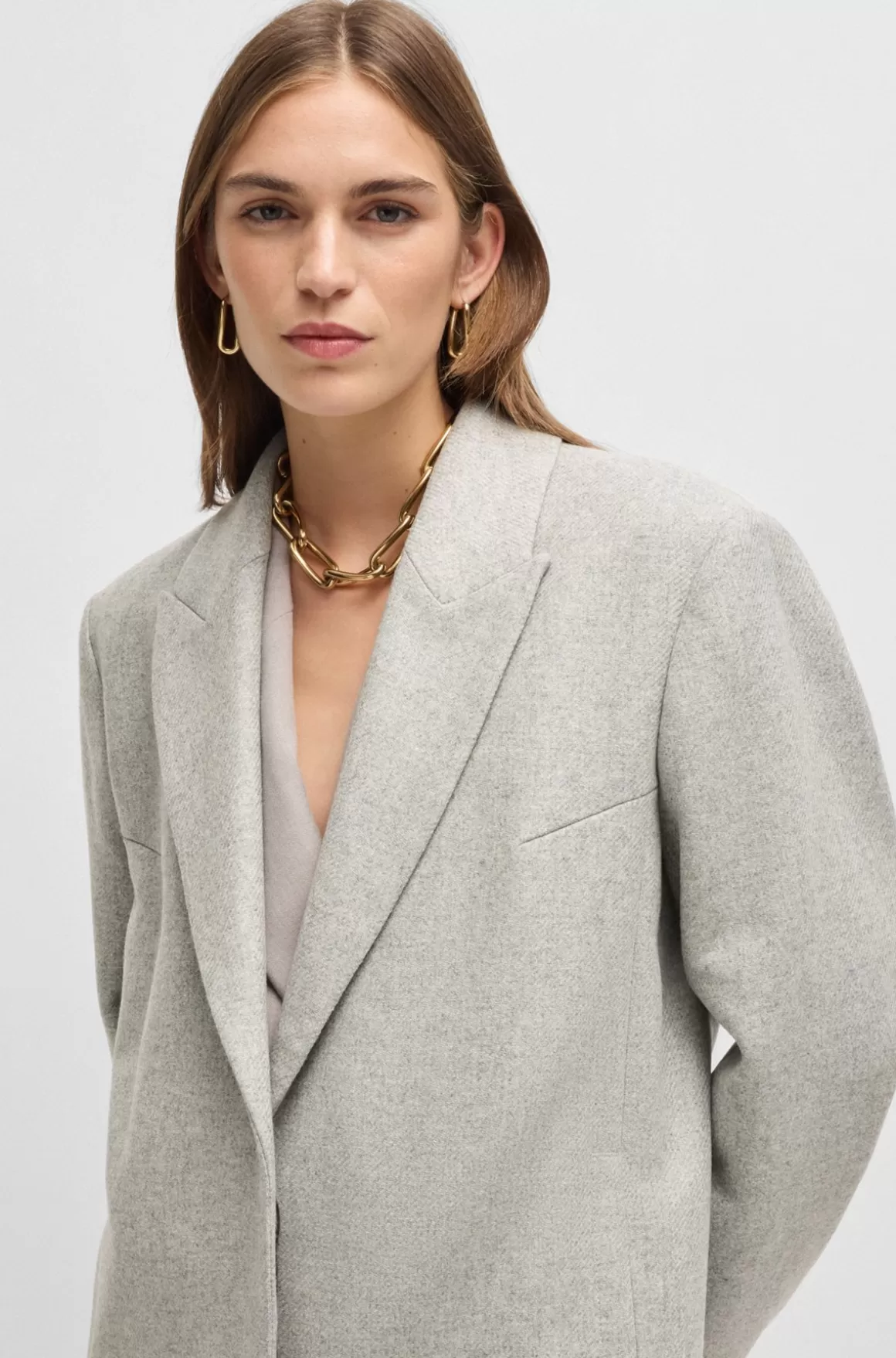 HUGO BOSS Frakke Med Oversize Fit I Uldblanding Med Kashmir