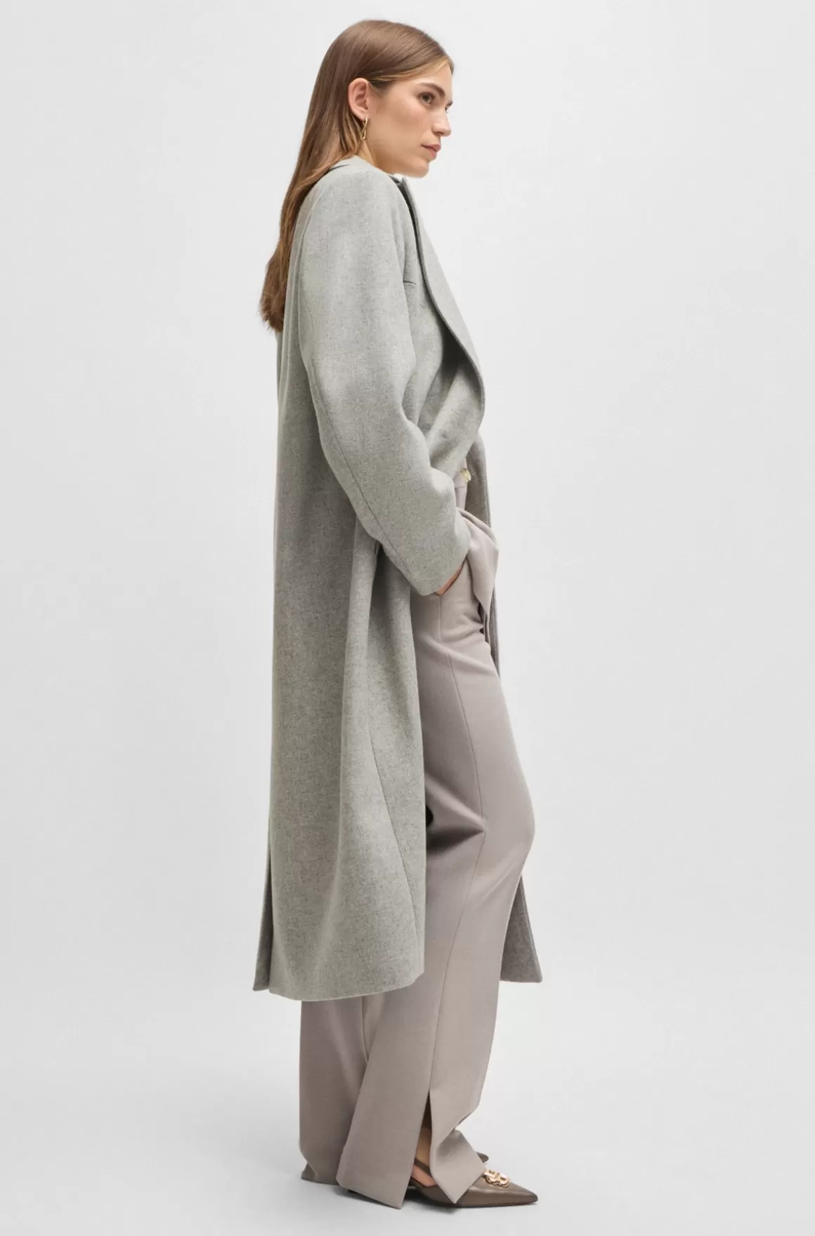 HUGO BOSS Frakke Med Oversize Fit I Uldblanding Med Kashmir