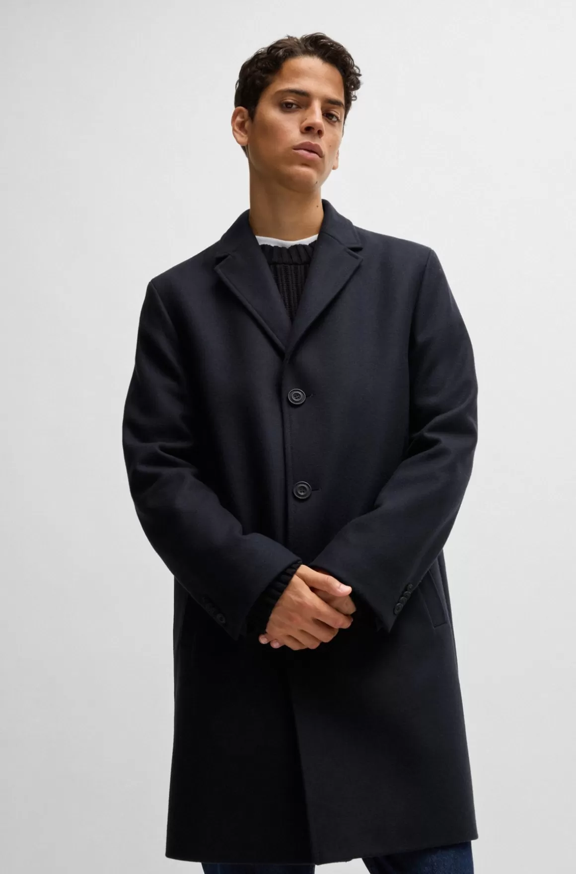 HUGO BOSS Frakke Med Regular Fit I Uldblanding