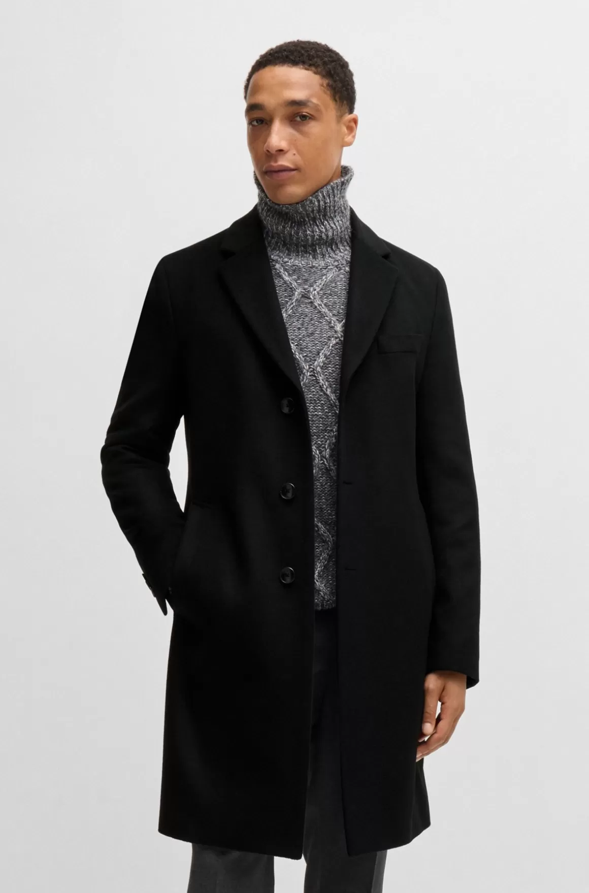 HUGO BOSS Frakke Med Slim Fit I Ny Uld Og Kashmir