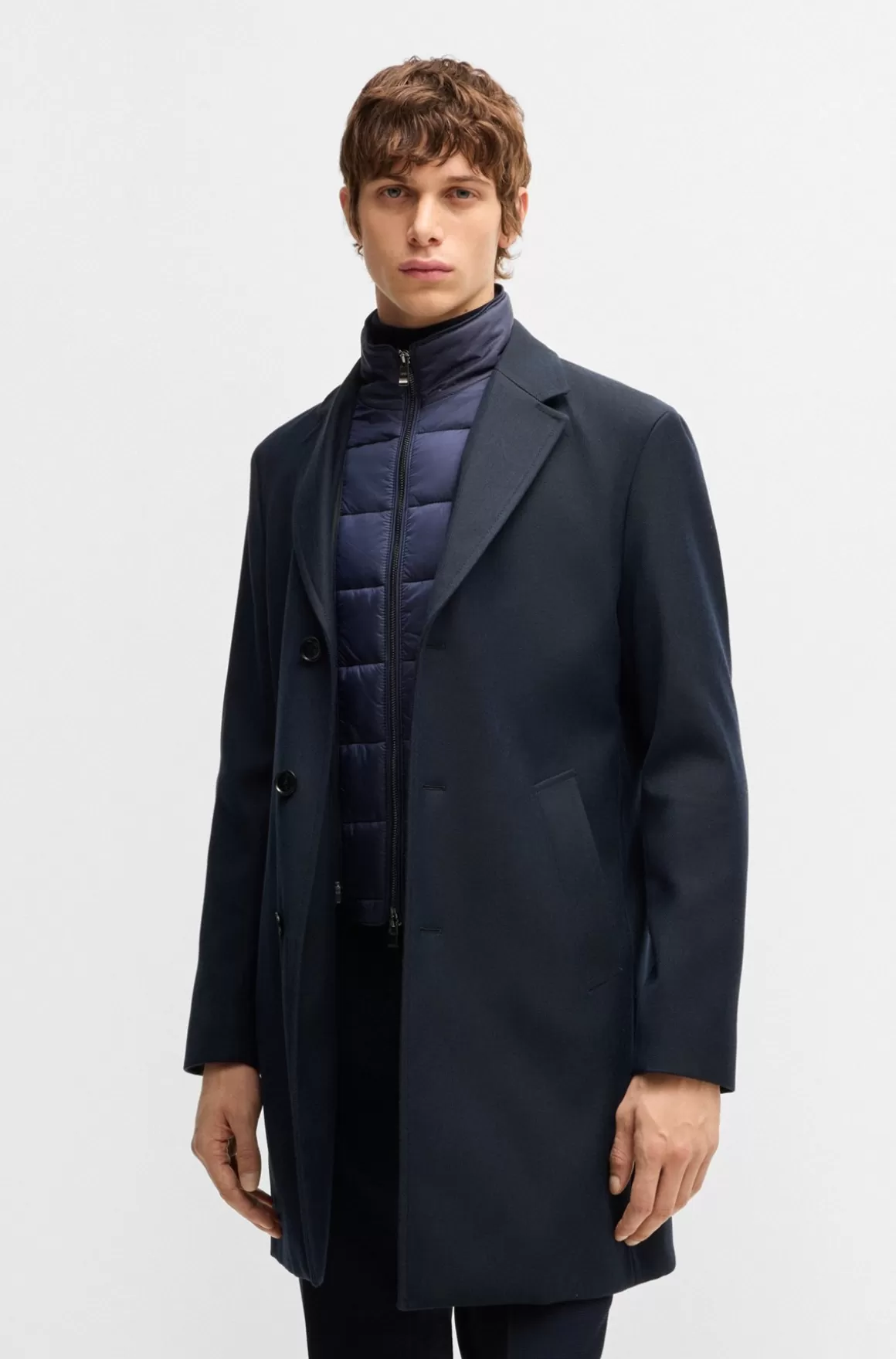 HUGO BOSS Frakke Med Slim Fit Og Aftagelig Lynlåshals