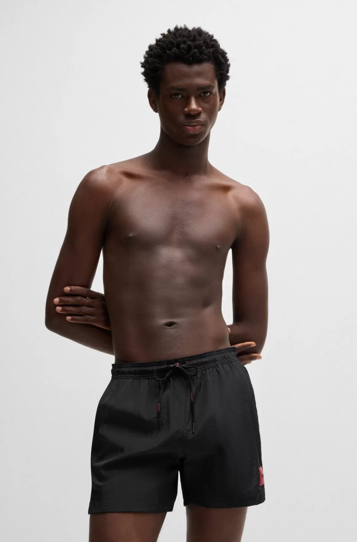 HUGO BOSS Fuldt Forede Badeshorts Med Rødt Logomærkat