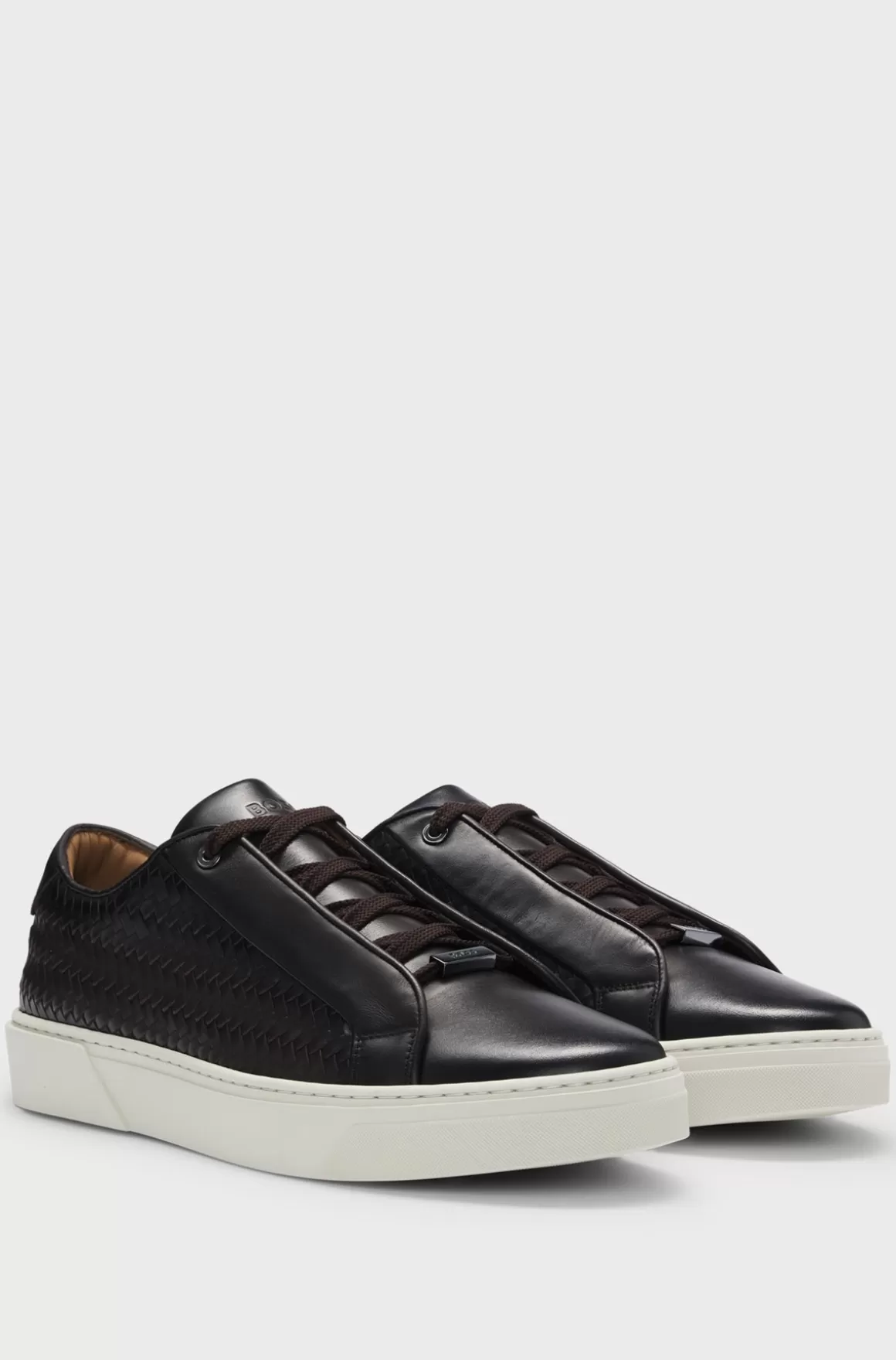 HUGO BOSS Gary-sneakers I Læder Med Vævede Paneler