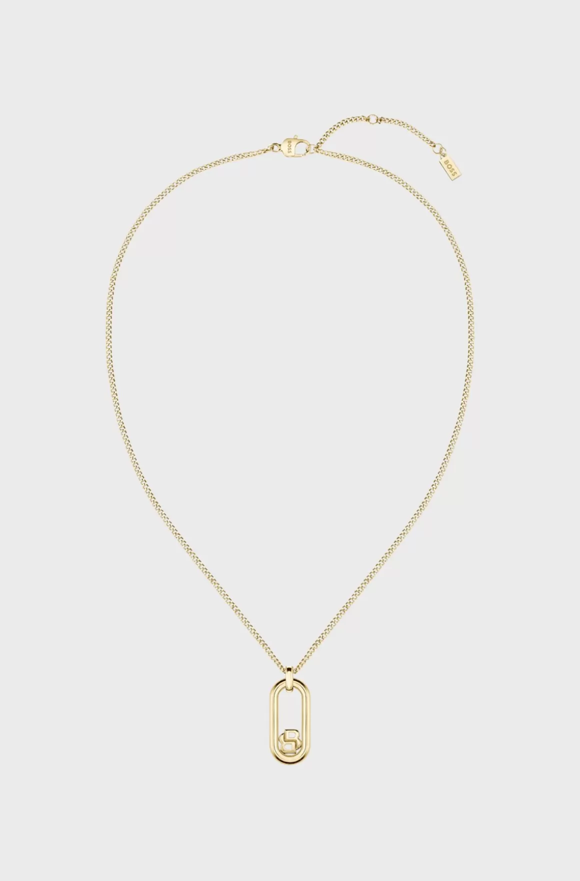 HUGO BOSS Gold-tone Chain Necklace With Double B Monogram Pendant