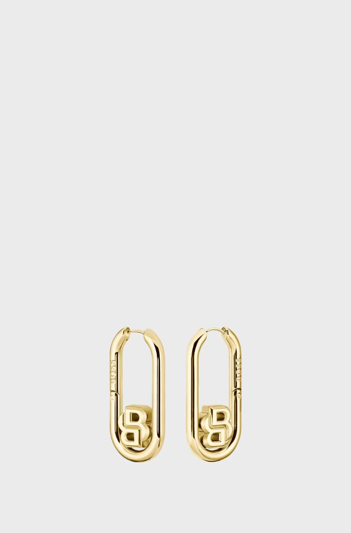 HUGO BOSS Gold-tone Hoop Earrings With Double B Monograms