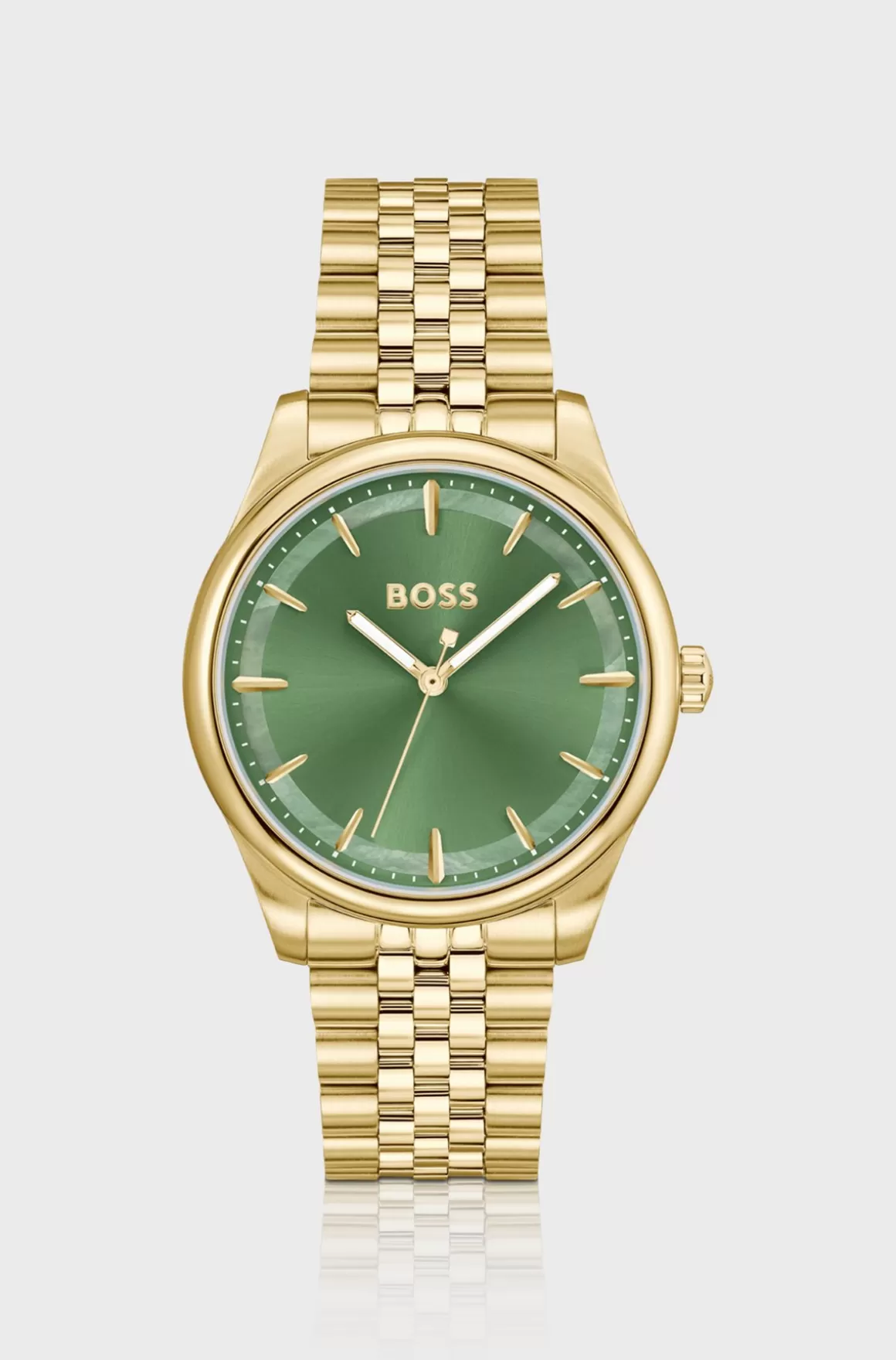 HUGO BOSS Gold-tone Watch With Green Dial And Pearlescent Inlay