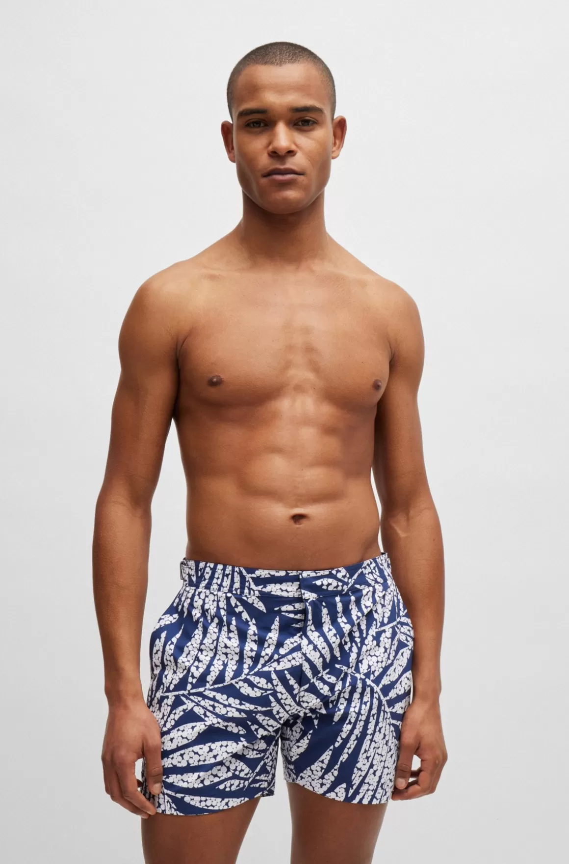 HUGO BOSS Helforede Badeshorts I Hurtigtørrende Stof Med Print