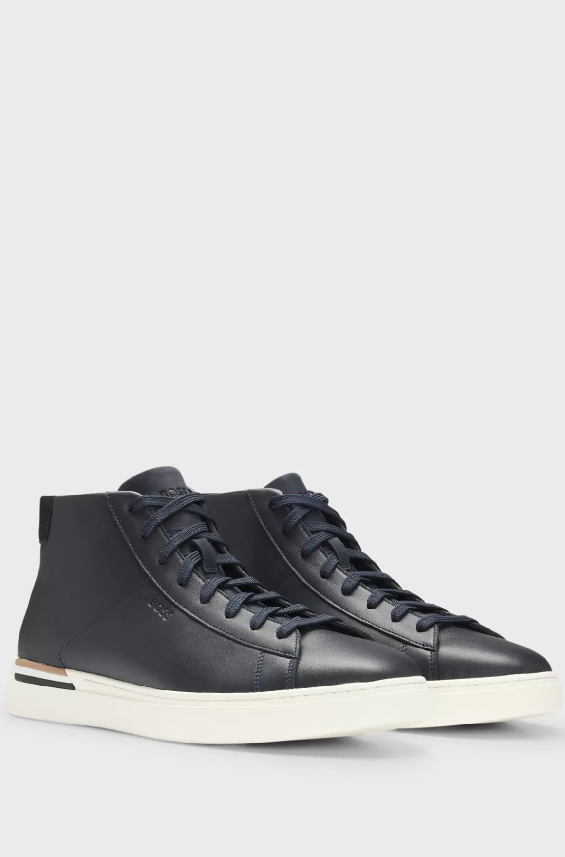 HUGO BOSS High-top Sneakers Af Læder Med Signaturstribe
