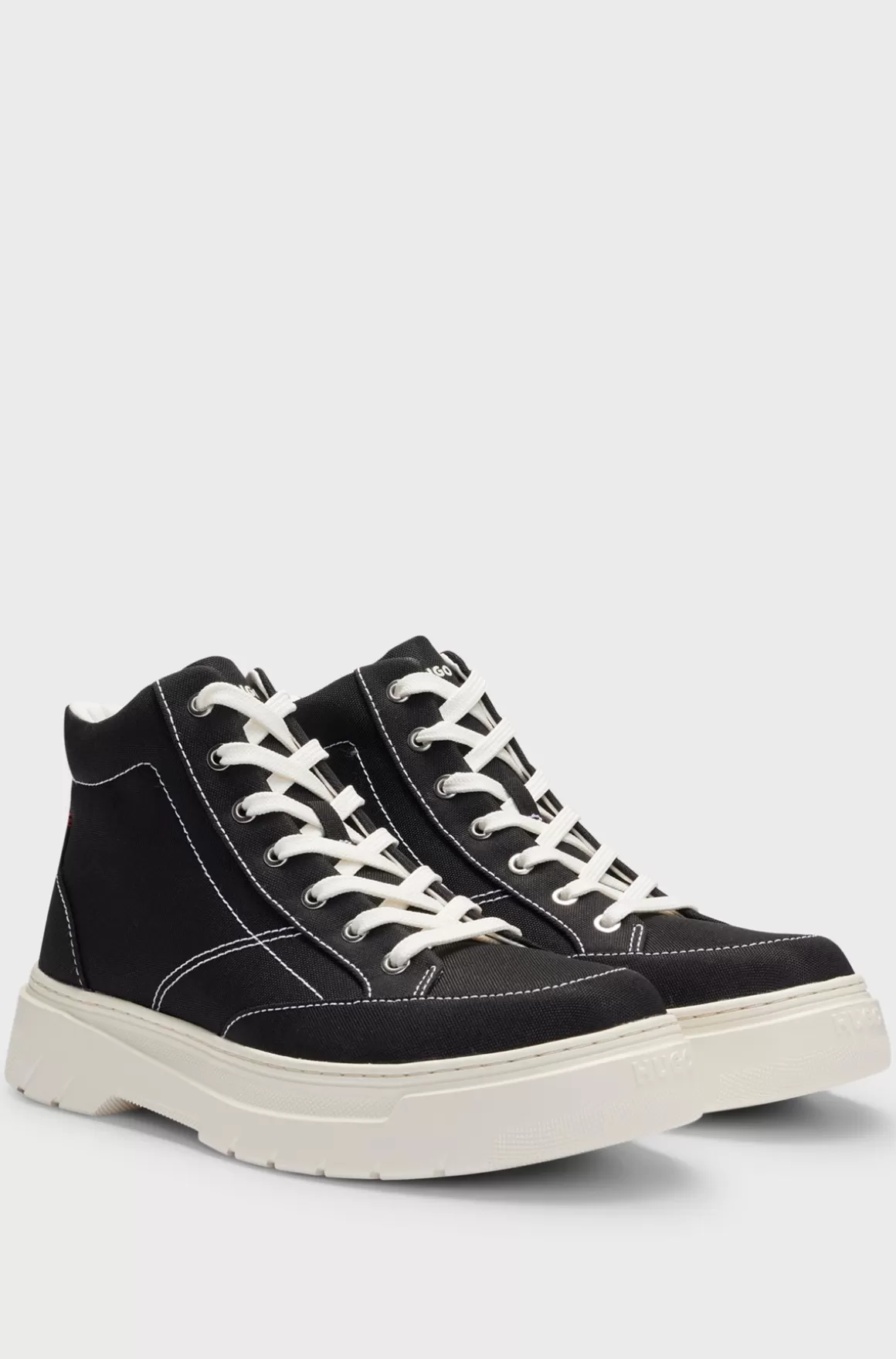 HUGO BOSS High-top Sneakers Og Rødt Mærke Med Stablet Logo