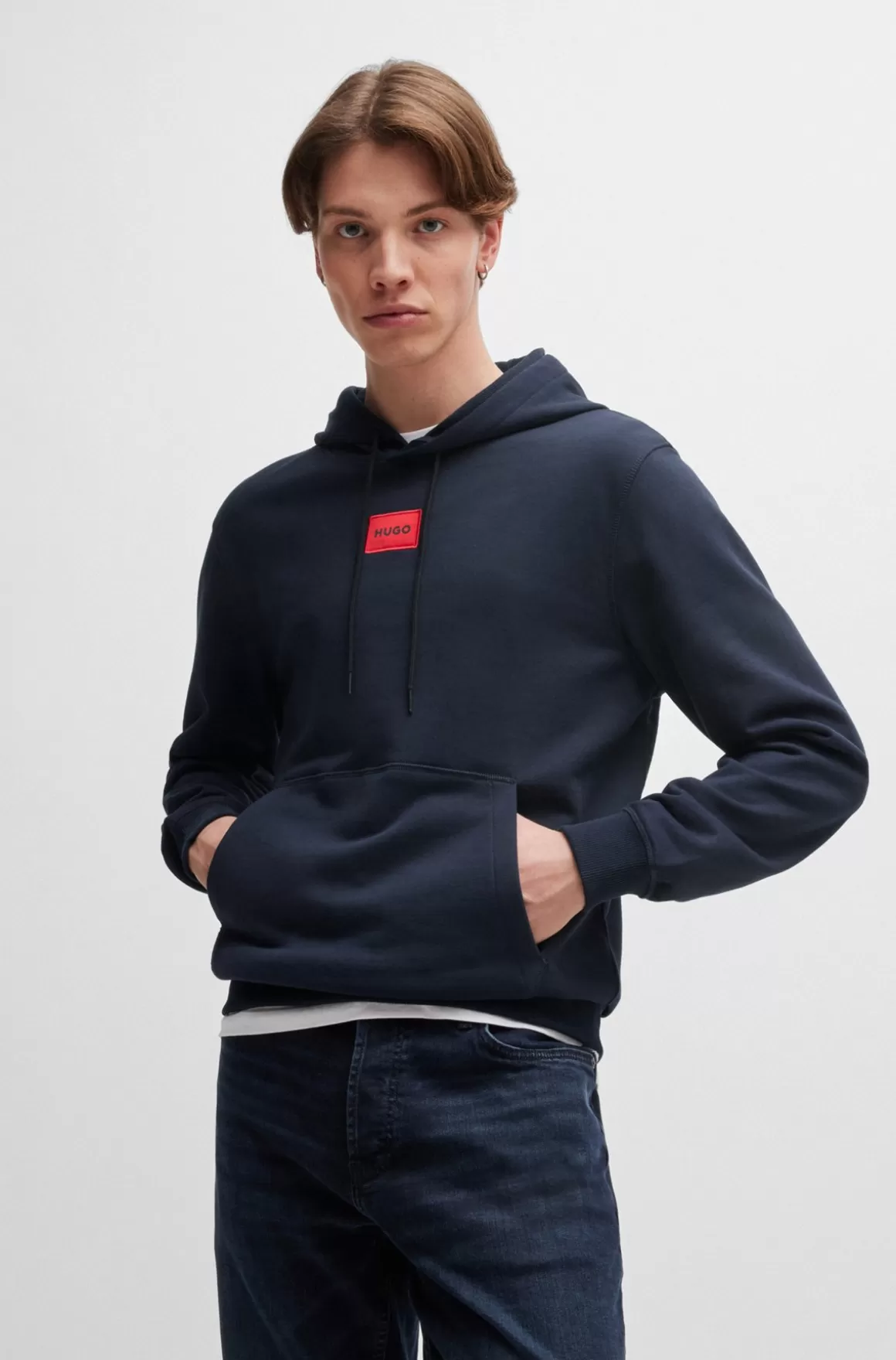 HUGO BOSS Hættetrøje I Bomuldsfrotté Med Logomærkat
