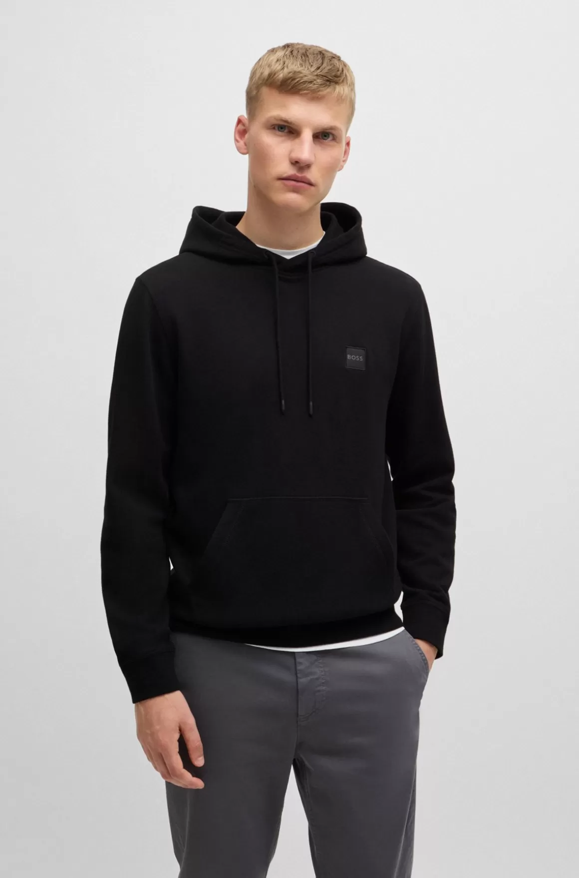 HUGO BOSS Hættetrøje I Bomuldsfrotté Med Logomærke
