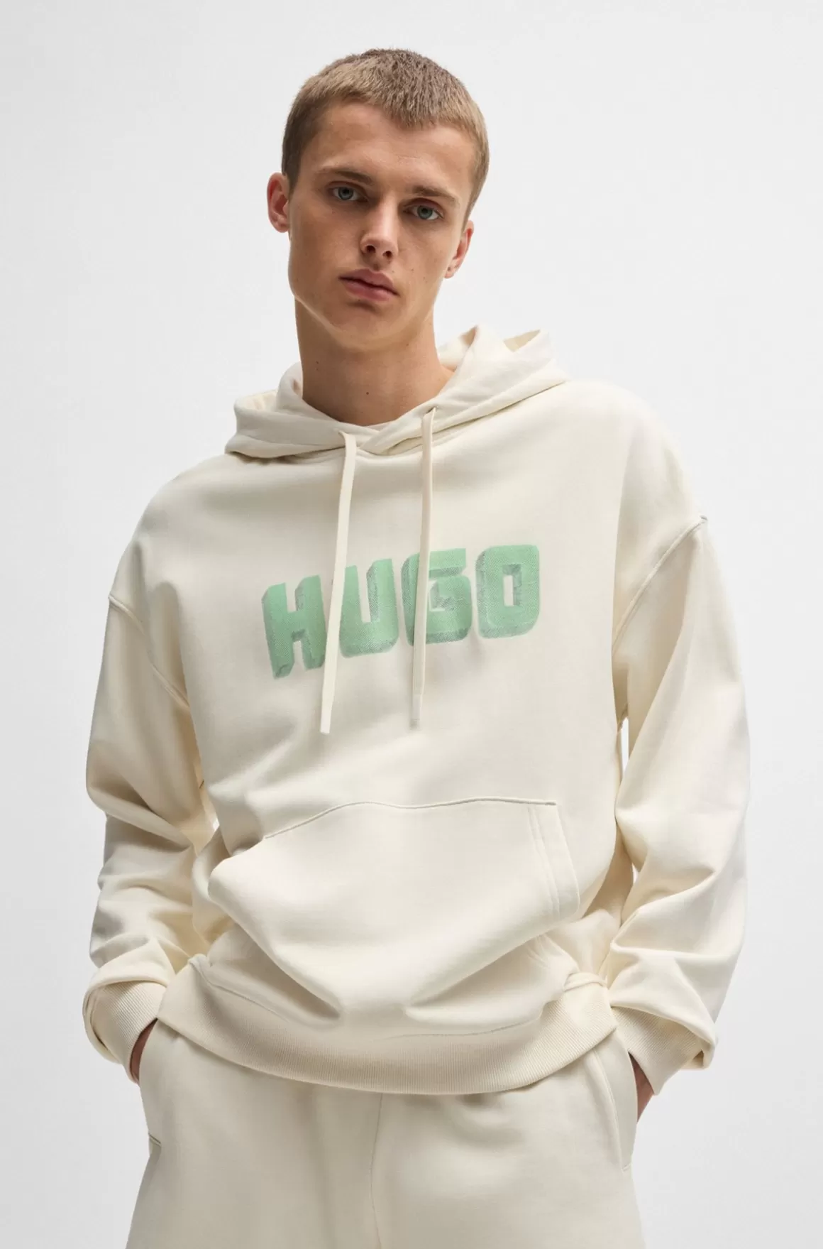 HUGO BOSS Hættetrøje I Bomuldsfrotté Med Logoprint