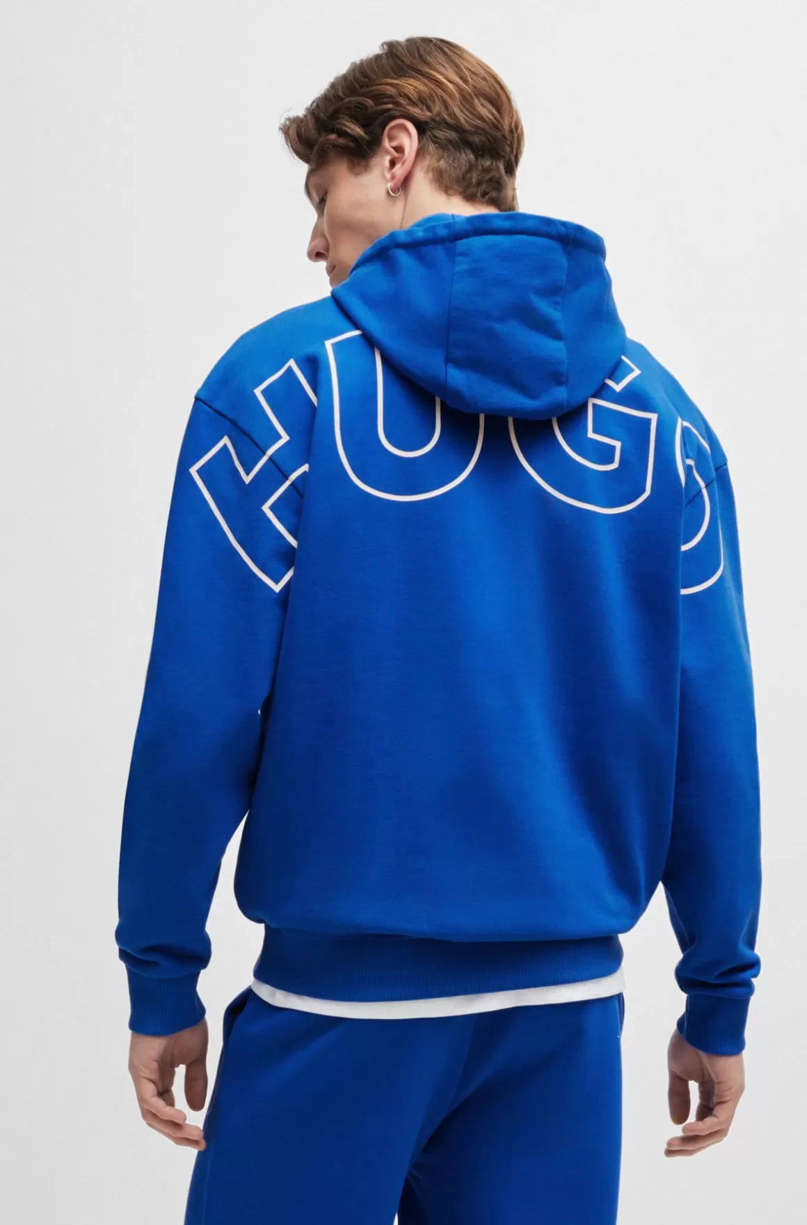 HUGO BOSS Hættetrøje I Bomuldsfrotté Med Omridsede Logoer