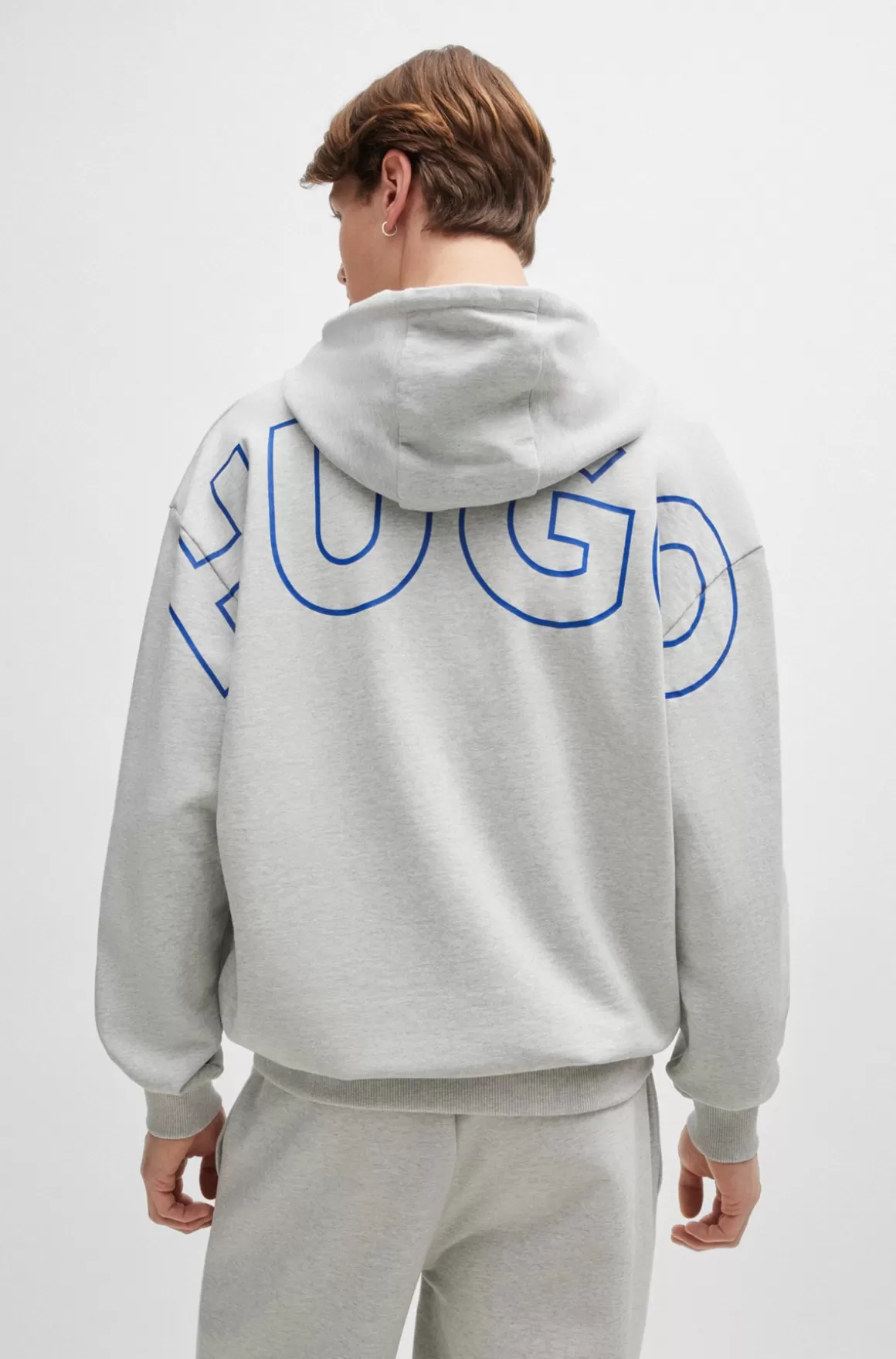HUGO BOSS Hættetrøje I Bomuldsfrotté Med Omridsede Logoer