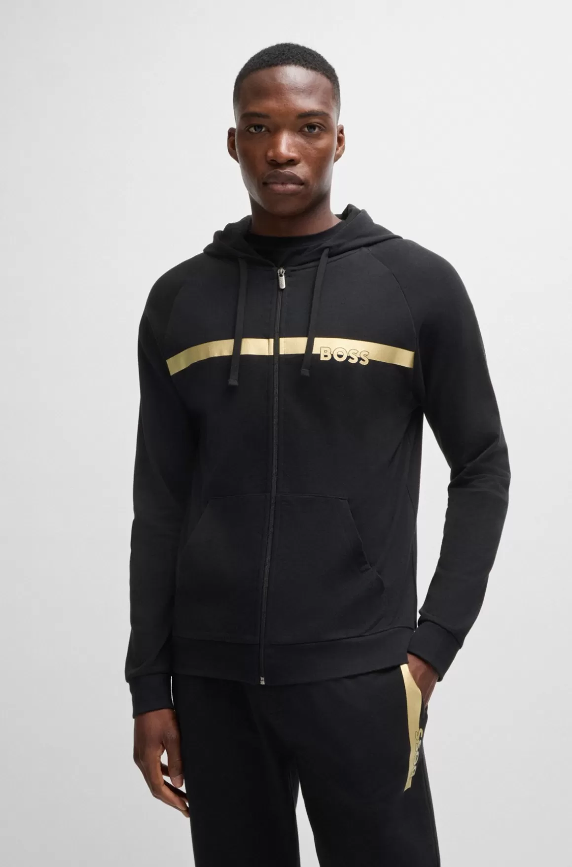 HUGO BOSS Hættetrøje I Sweatkvalitet Af Bomuld Med Folieprintet Logo