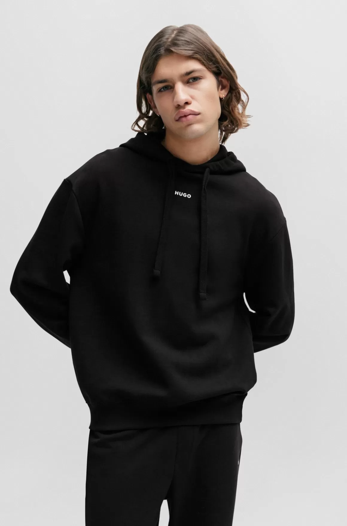HUGO BOSS Hættetrøje I Sweatkvalitet Af Bomuld Med Relaxed Fit Og Logoprint