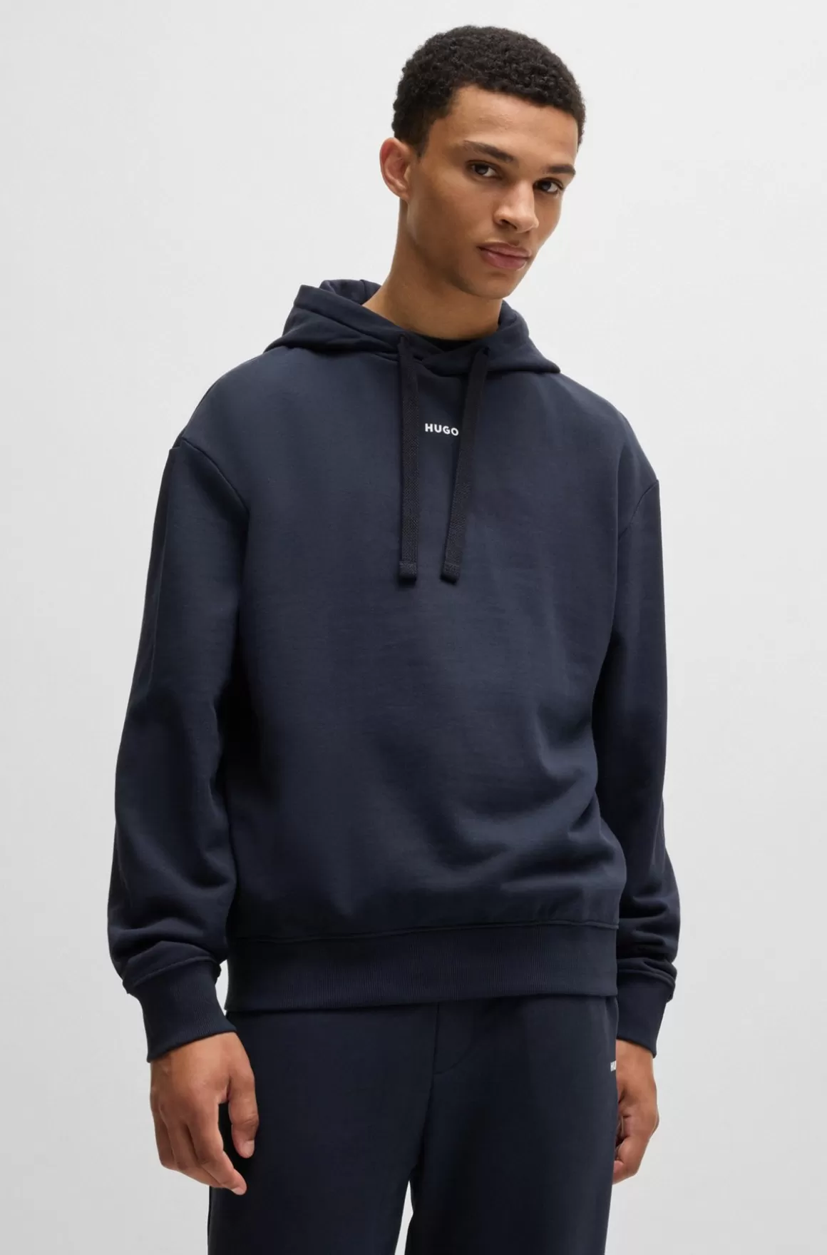 HUGO BOSS Hættetrøje I Sweatkvalitet Af Bomuld Med Relaxed Fit Og Logoprint