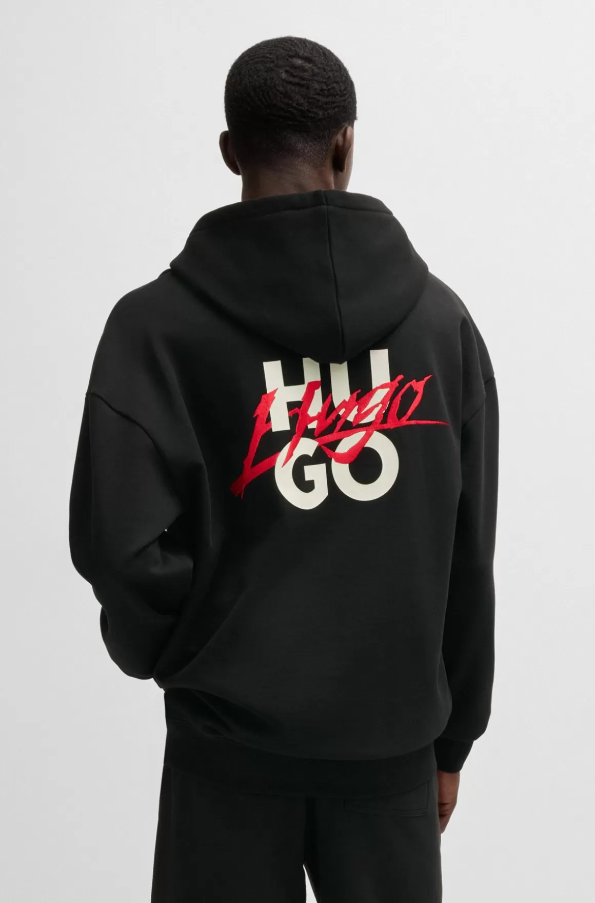 HUGO BOSS Hættetrøje I Sweatkvalitet Af Bomuld Med Relaxed Fit Og Logoprint
