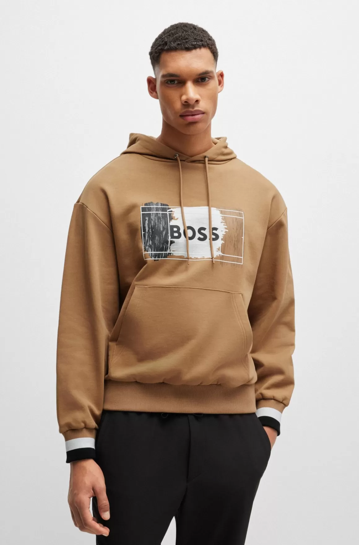 HUGO BOSS Hættetrøje I Sweatkvalitet Af Bomuld Med Signaturgrafik