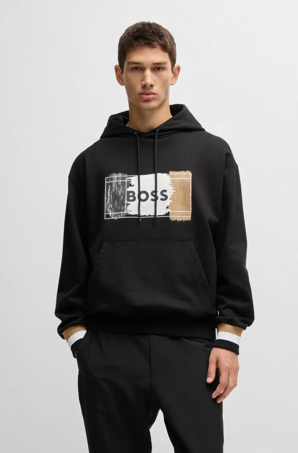 HUGO BOSS Hættetrøje I Sweatkvalitet Af Bomuld Med Signaturgrafik