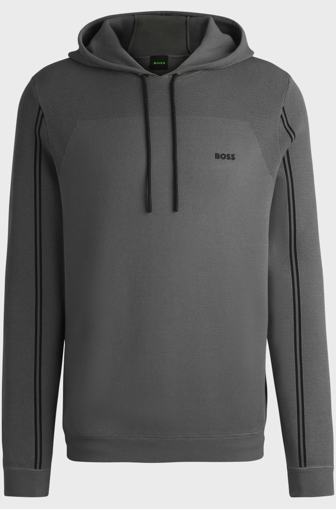 HUGO BOSS Hættetrøje Med Regular Fit I Strik Med Striber Og Branding