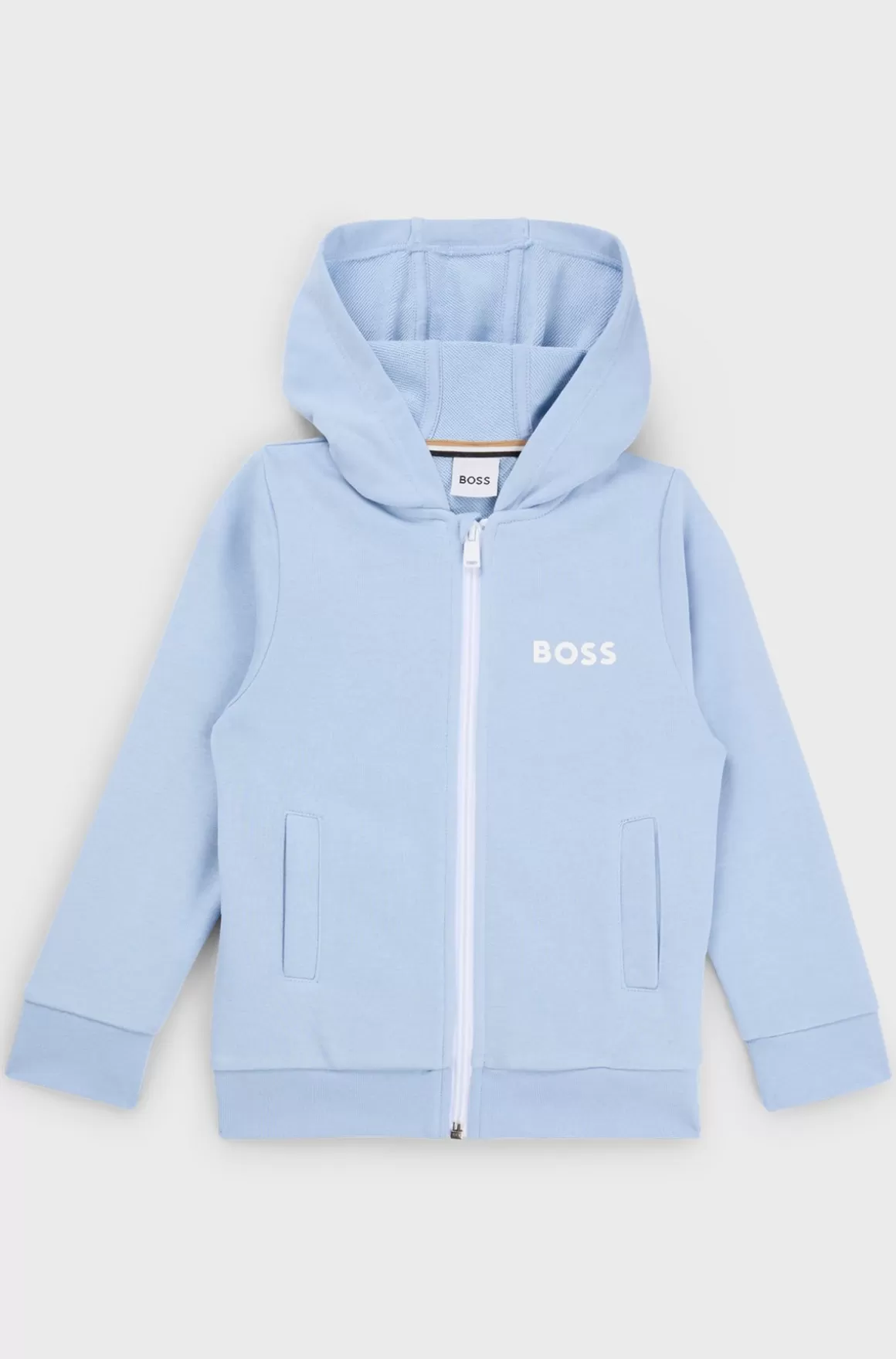 Børn HUGO BOSS Hættetrøje Til Børn I Fleece Med Lynlås Og Logoprint