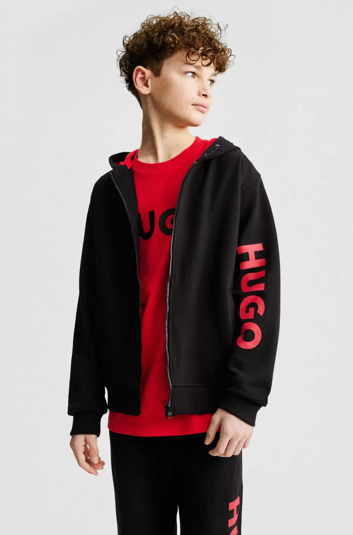 Børn HUGO BOSS Hættetrøje Til Børn Med Lynlås Og Logo På ærmet