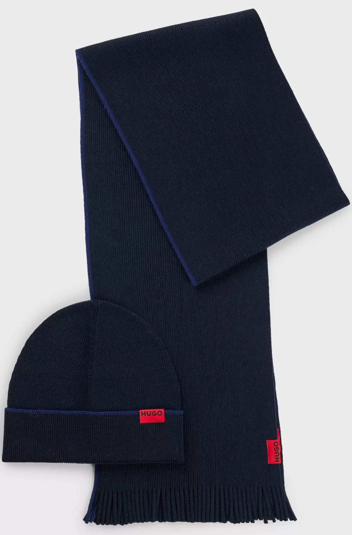 HUGO BOSS Hue- Og Tørklædesæt Med Logomærkater I Uldmateriale