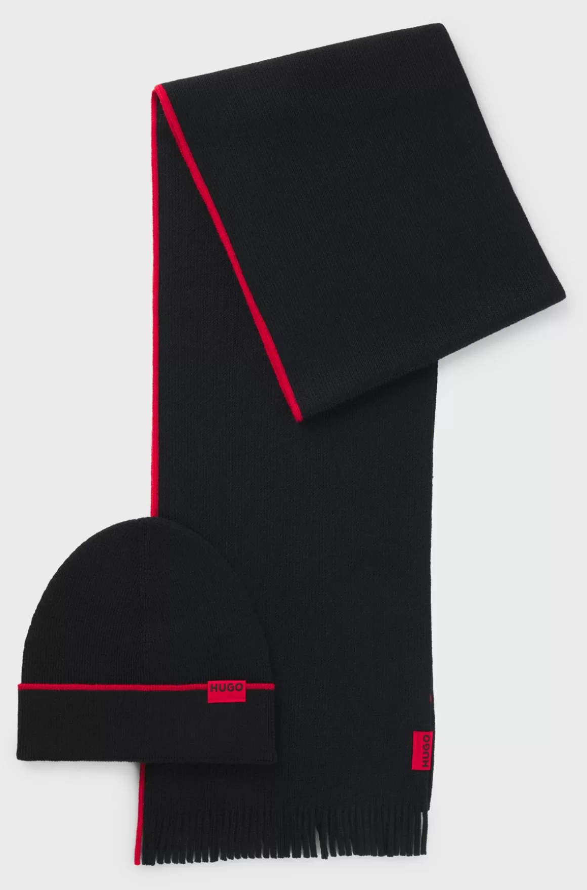 HUGO BOSS Hue- Og Tørklædesæt Med Logomærkater I Uldmateriale